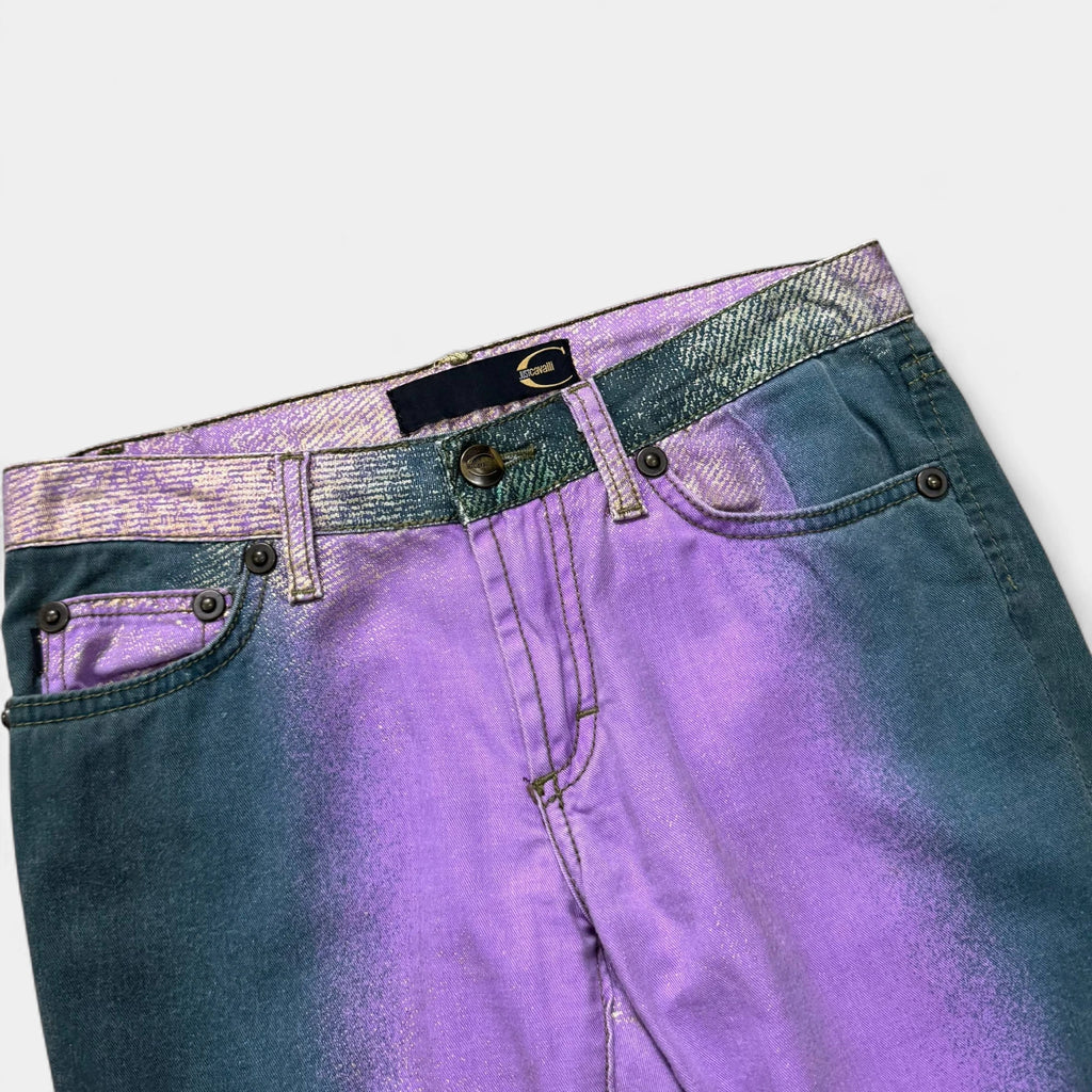 Just Cavalli 2000s Iridescent Gold Green-Lilac Gradient Straight Leg Pants - detail 1