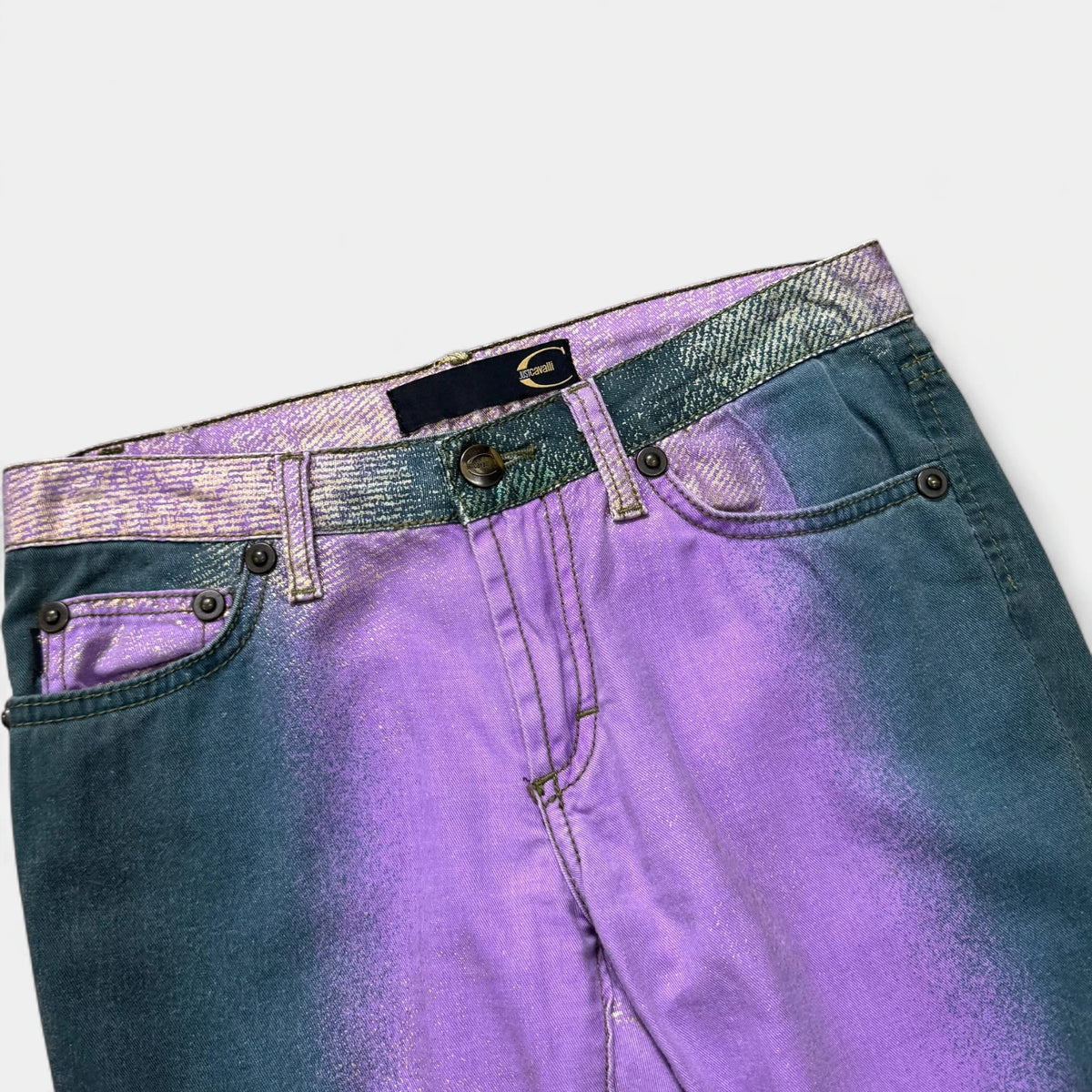 Just Cavalli 2000s Iridescent Gold Green-Lilac Gradient Straight Leg Pants - detail 1