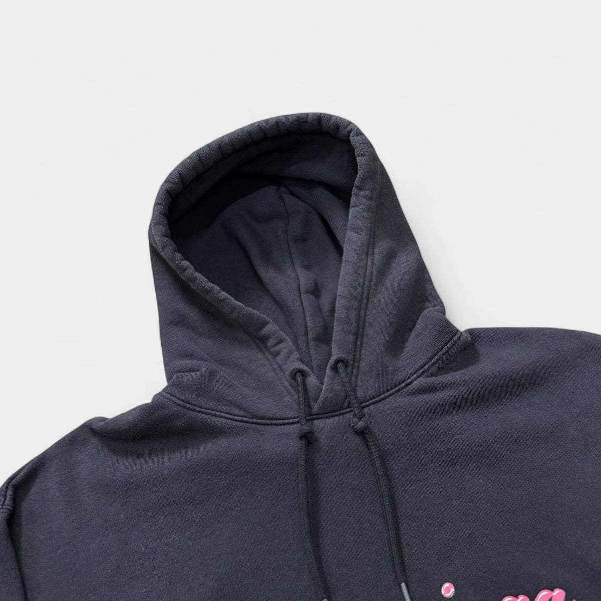 Balenciaga 2019 Pink Silicone Cursive Script Logo Oversized Hoodie - detail 1