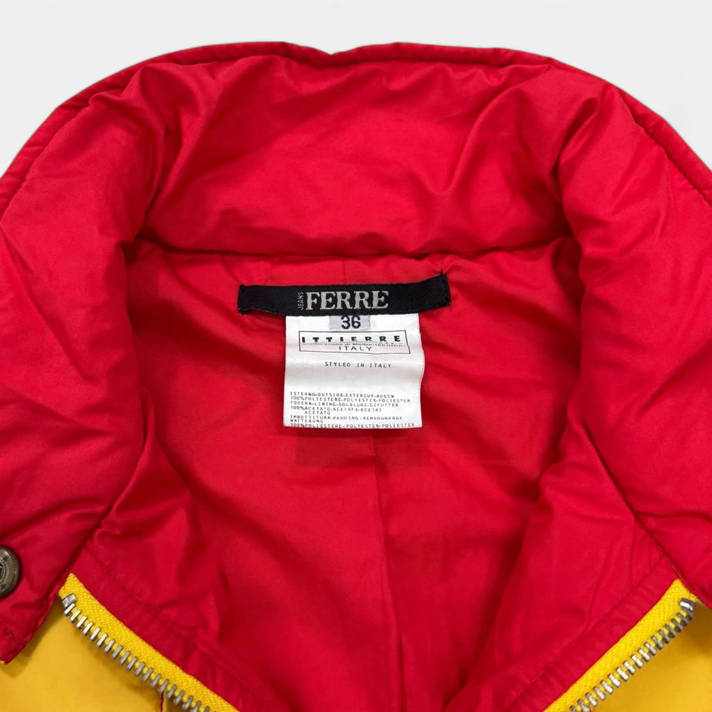 Gianfranco Ferré 80s Yellow & Red Quilted Moto Biker Jacket