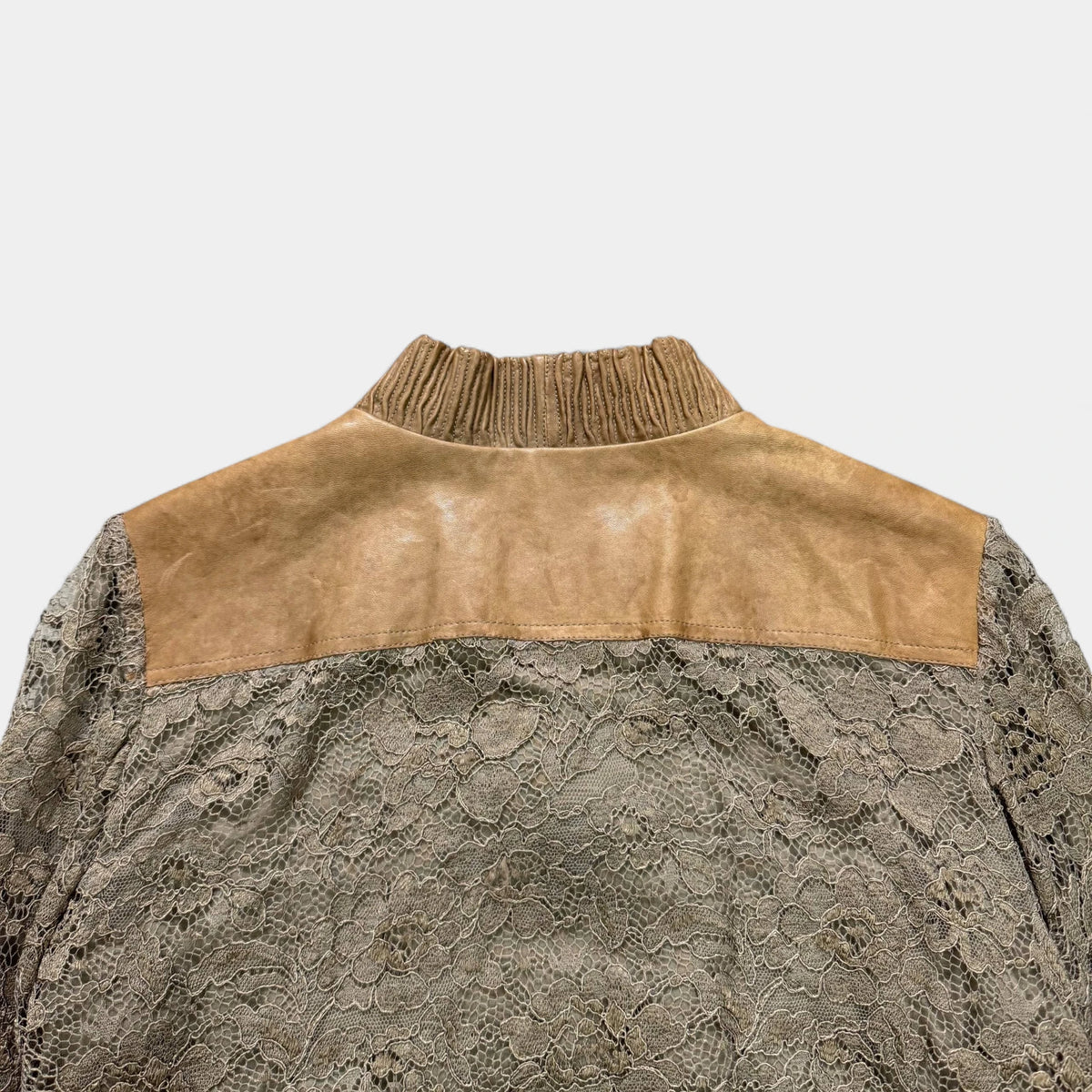 Dolce & Gabbana Floral Lace & Leather Trim Bomber Jacket