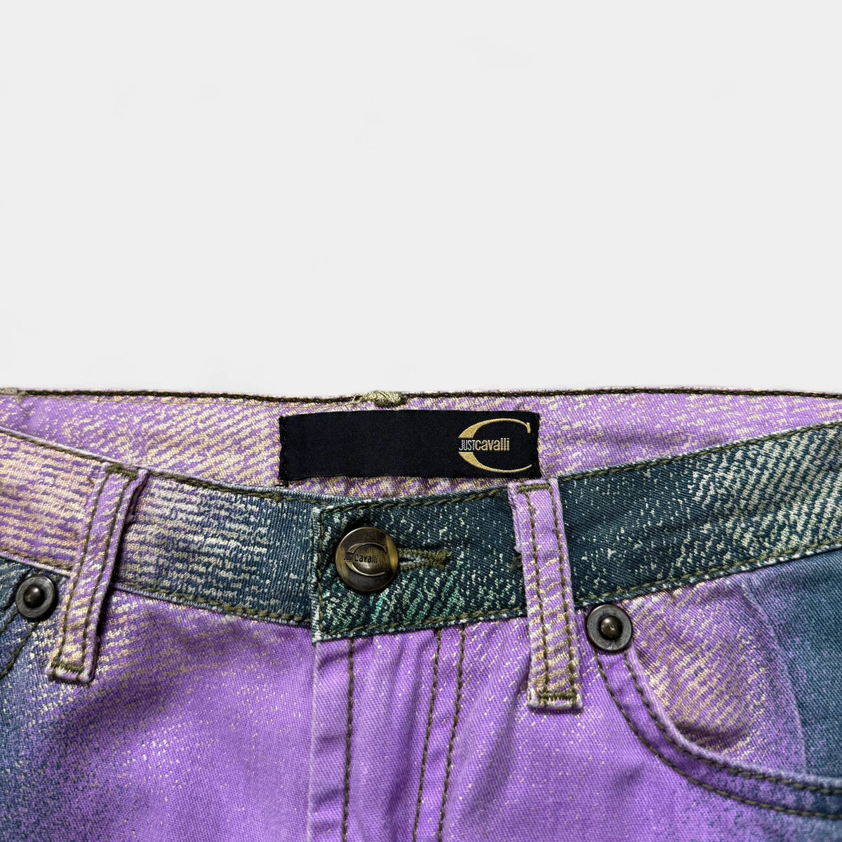 Just Cavalli 2000s Iridescent Gold Green-Lilac Gradient Straight Leg Pants - detail 3