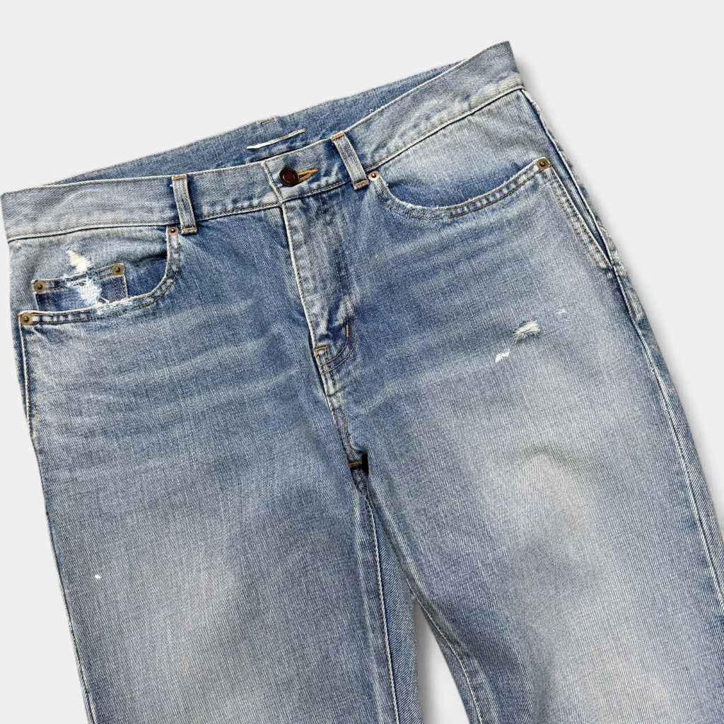 Saint Laurent 2018 DO2 Straight Leg Denim Jeans with Paint Details - detail 2