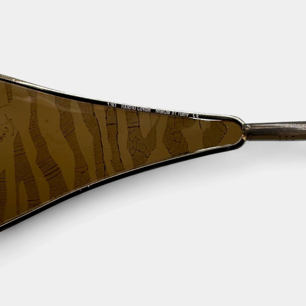 Roberto Cavalli 2000s Tiger Print Gold Shield Sunglasses