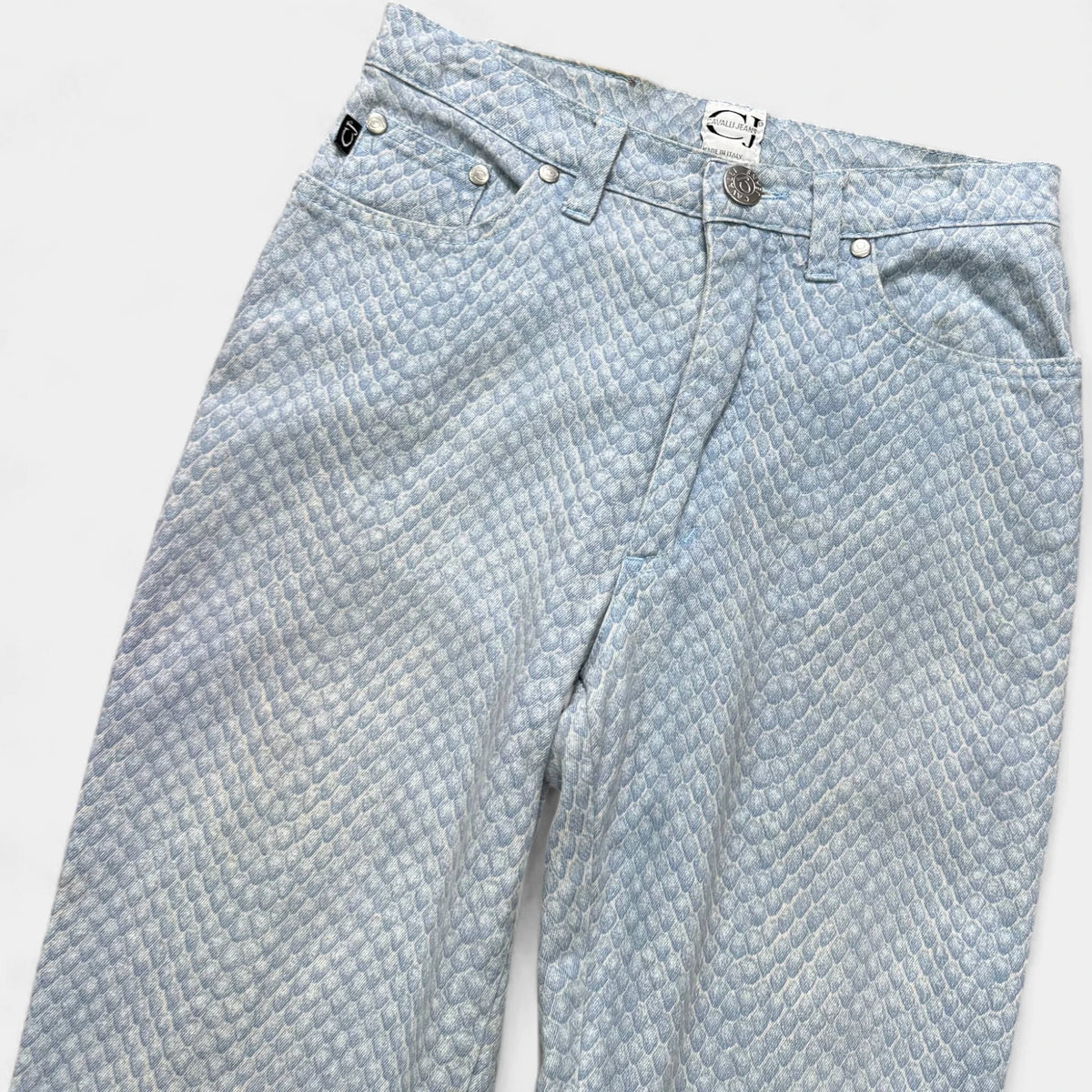 Roberto Cavalli Blue Snake Skin Texture Denim Jeans - detail 1