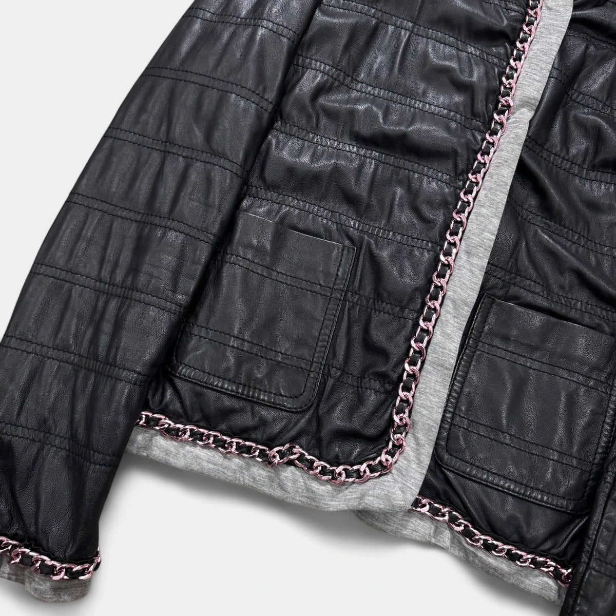 Dolce & Gabbana Chain Trim and Black Leather Jacket