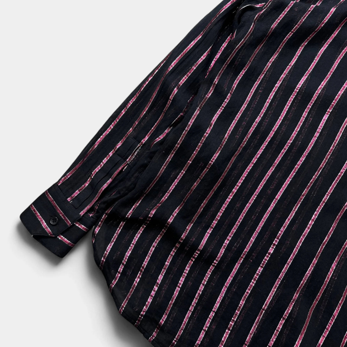 Saint Laurent Metallic Pink and Black Striped Button-Up Shirt - detail 4