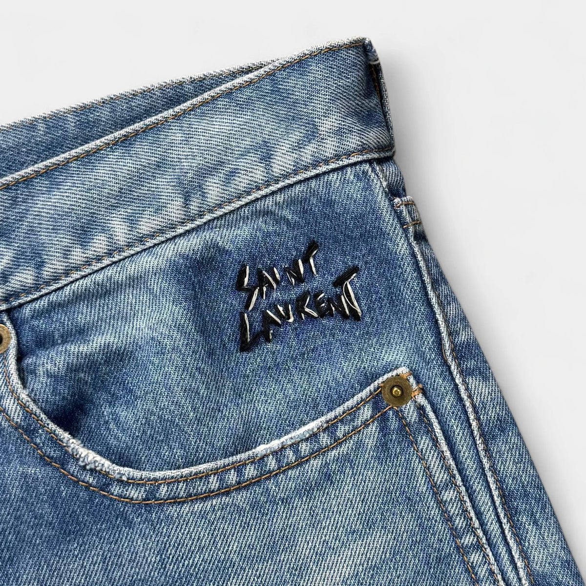 Saint Laurent 2016 D14 Handstitching Pocket Straight Leg Jeans - detail 1