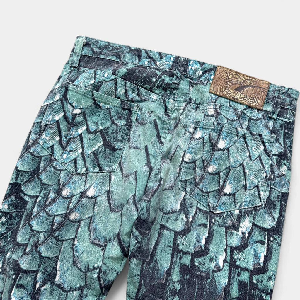Just Cavalli Straight Leg Turquoise Blue Animal Print Pants - detail 5
