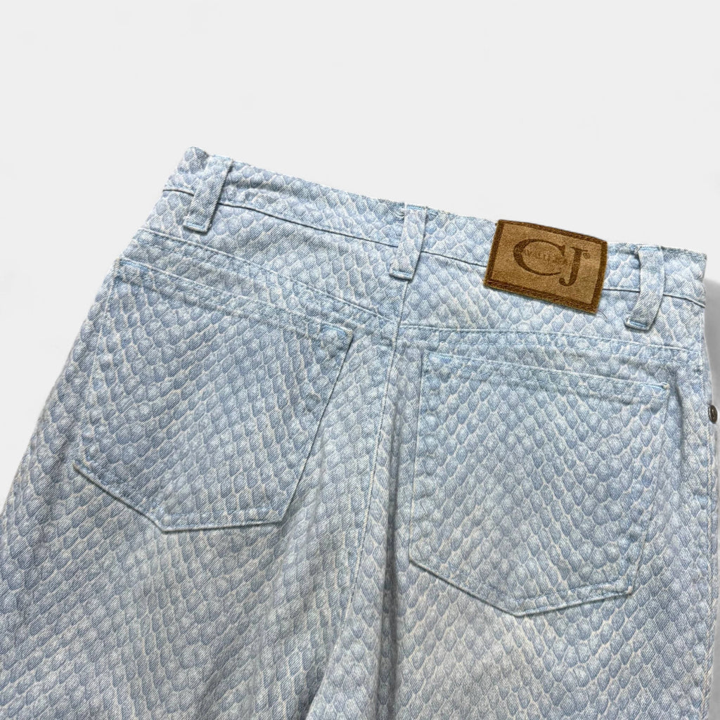Roberto Cavalli Blue Snake Skin Texture Denim Jeans - detail 5