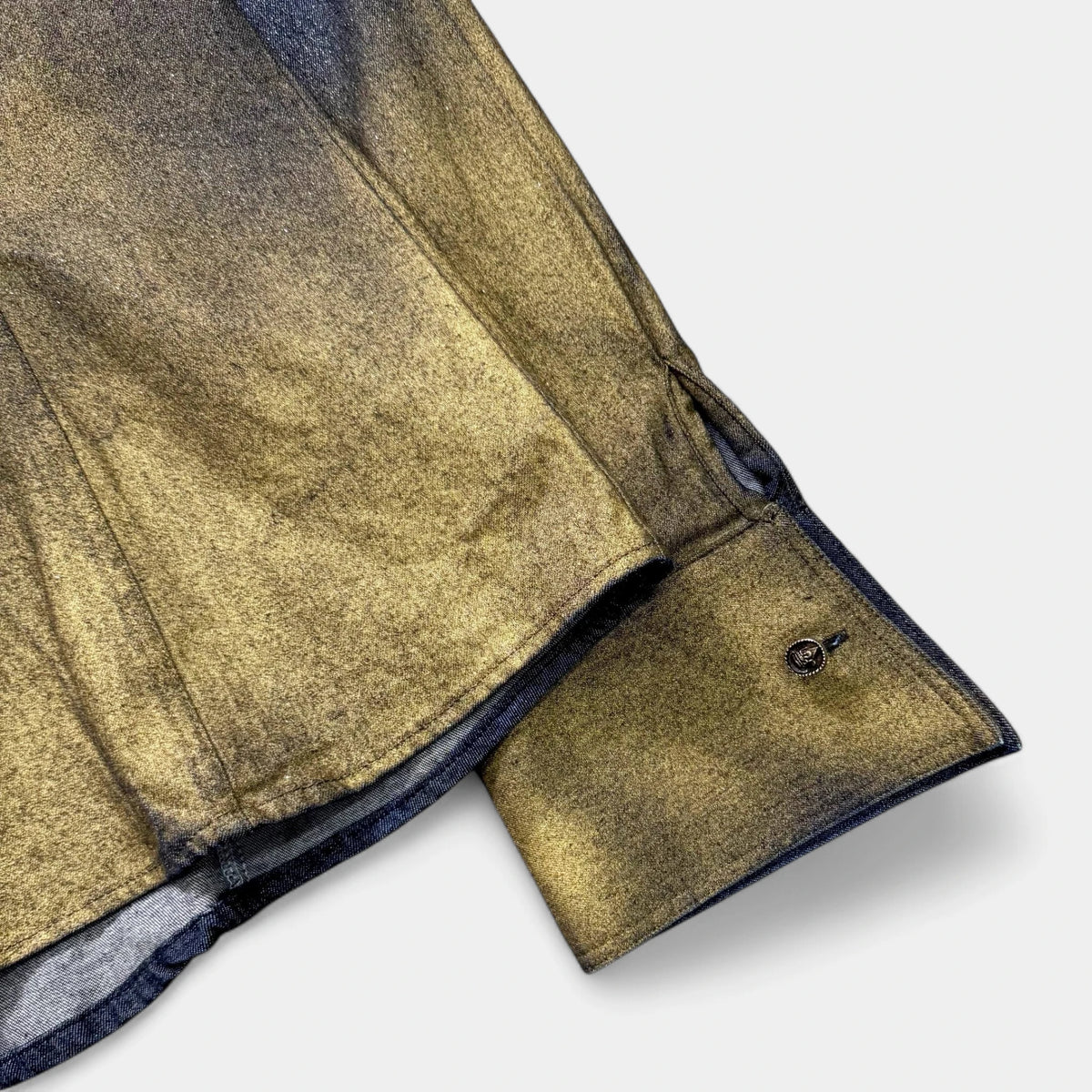 Fendi 90's Metallic Gold Gradient Denim Shirt by Karl Lagerfeld