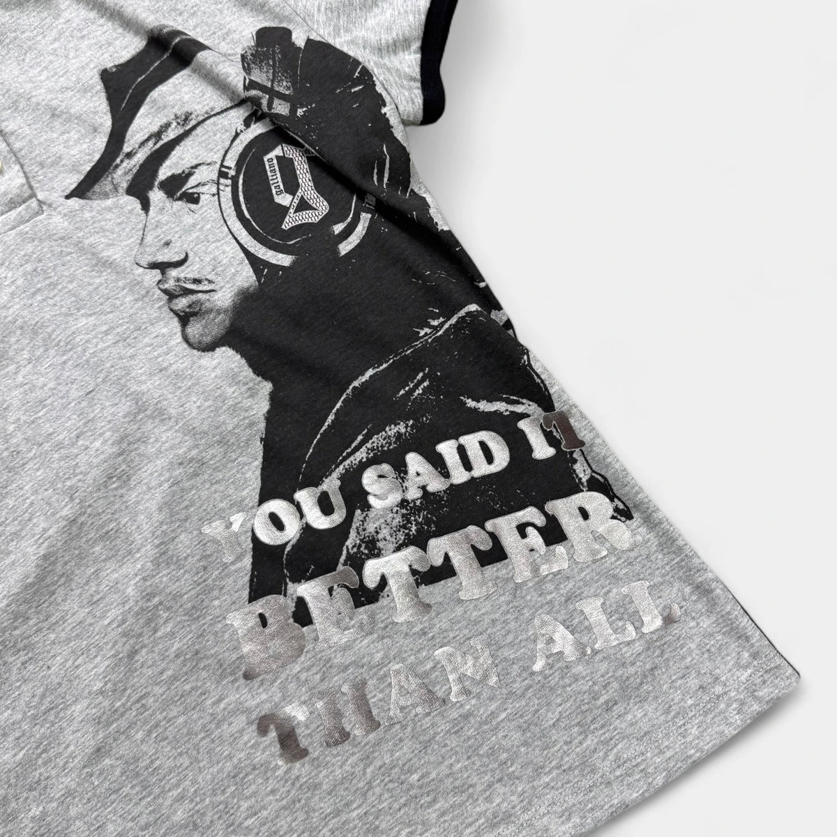 Galliano Grey Self-Portrait Print Polo Shirt - detail 1