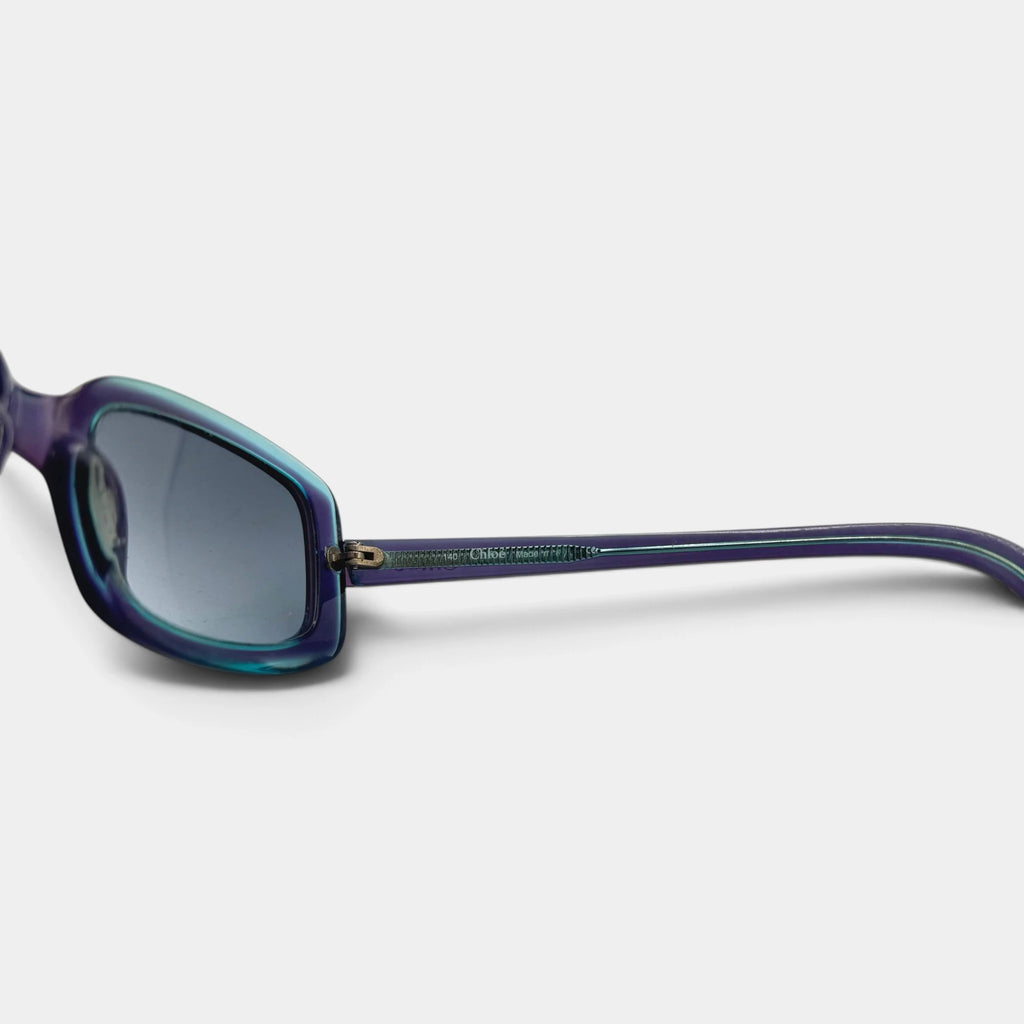 Chloé 2000s Teal & Purple Dual-Tone Rectangular Sunglasses