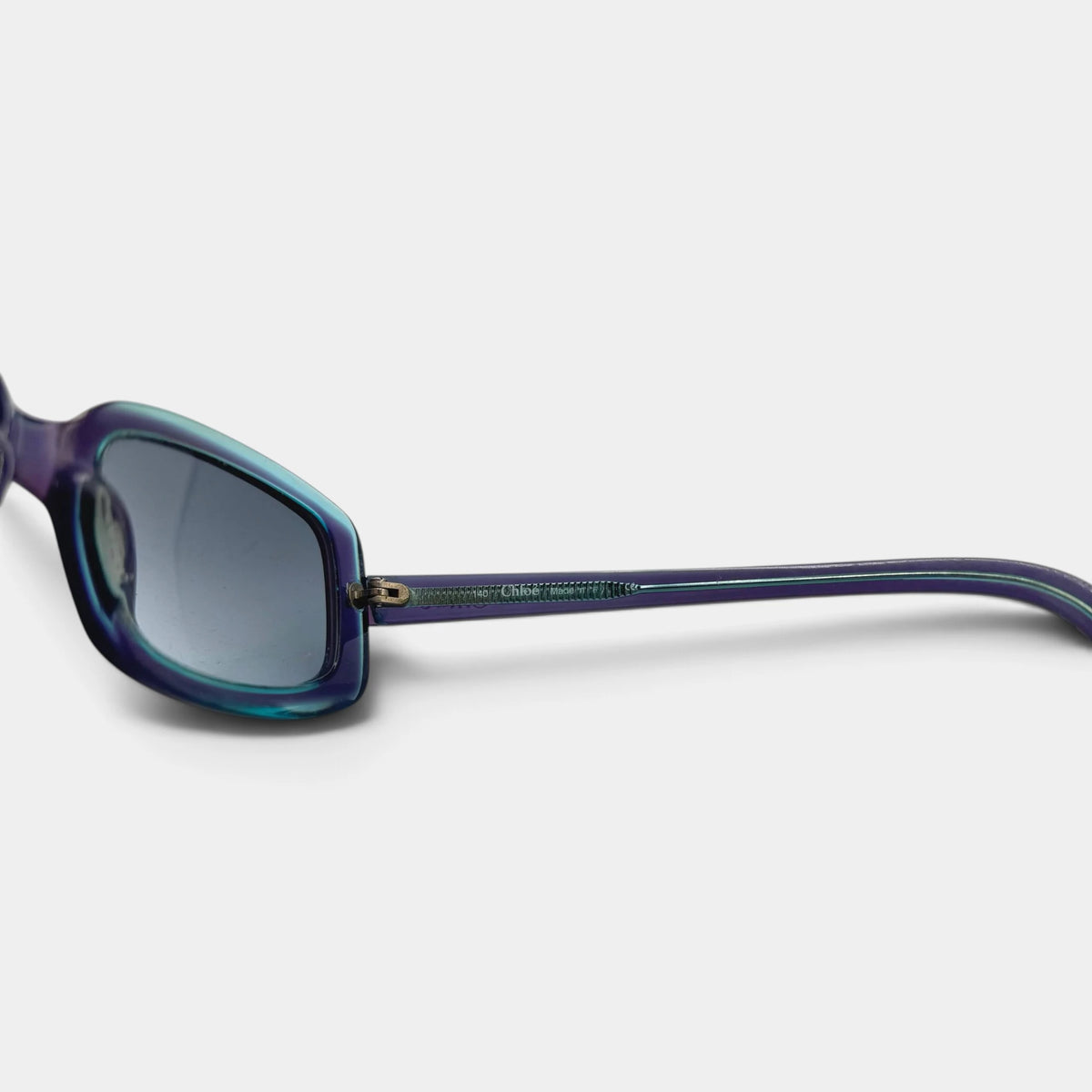 Chloé 2000s Teal & Purple Dual-Tone Rectangular Sunglasses
