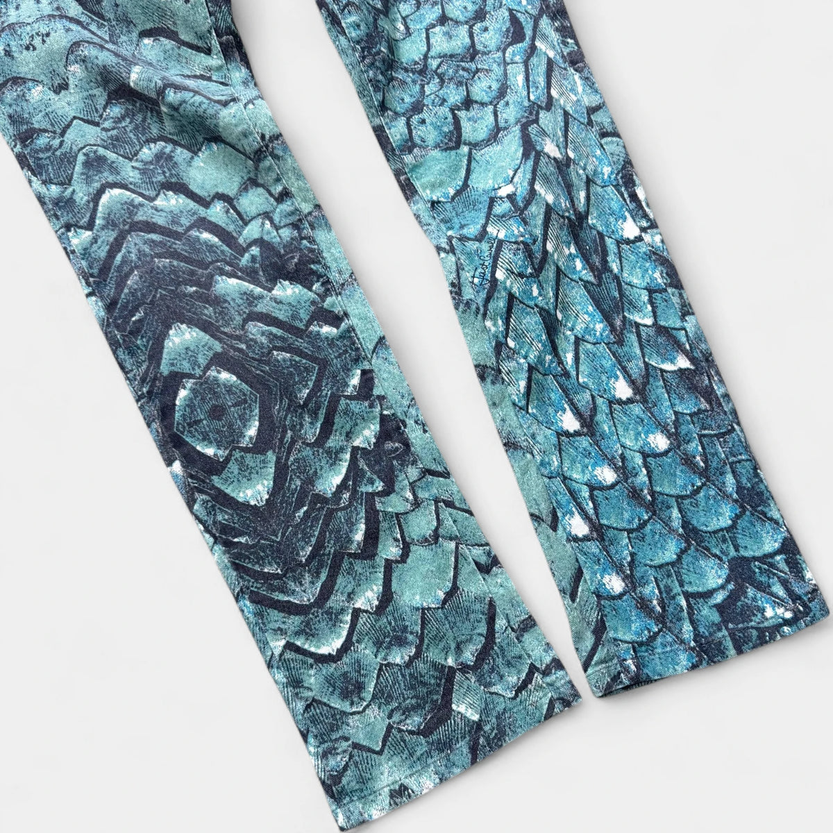 Just Cavalli Straight Leg Turquoise Blue Animal Print Pants - detail 2