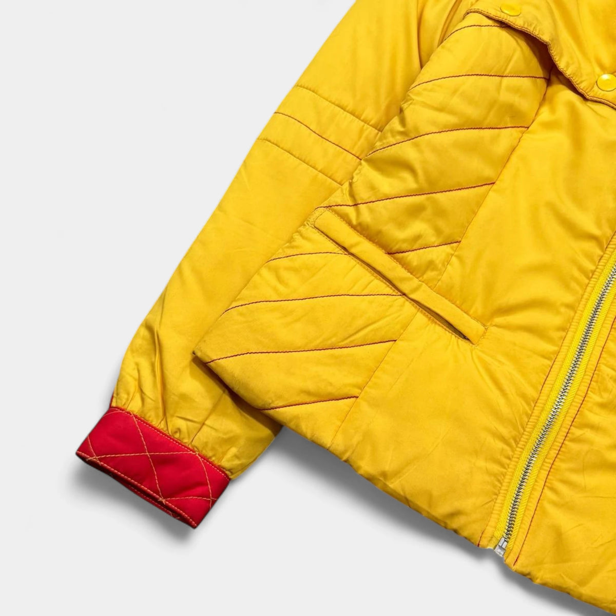 Gianfranco Ferré 80s Yellow & Red Quilted Moto Biker Jacket