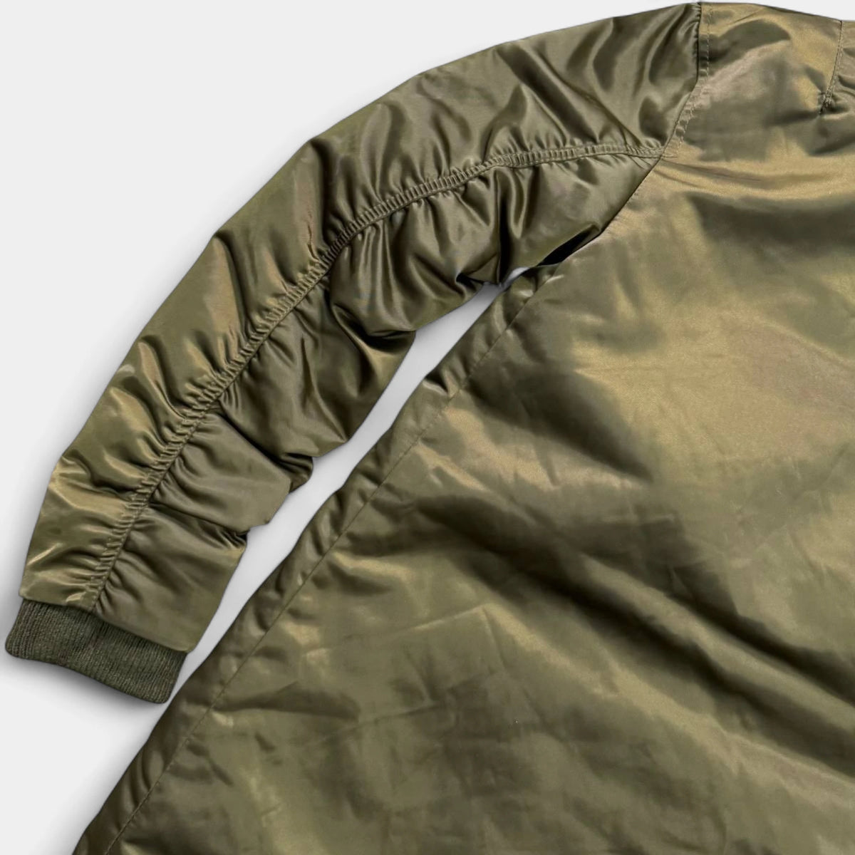 Acne Studios Green Padded Nylon Long-Bomber Jacket