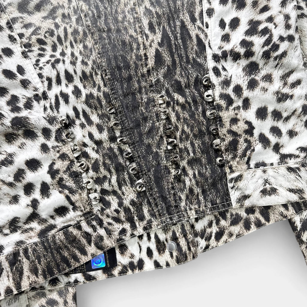 Just Cavalli 2000's Leopard Print Denim Jacket
