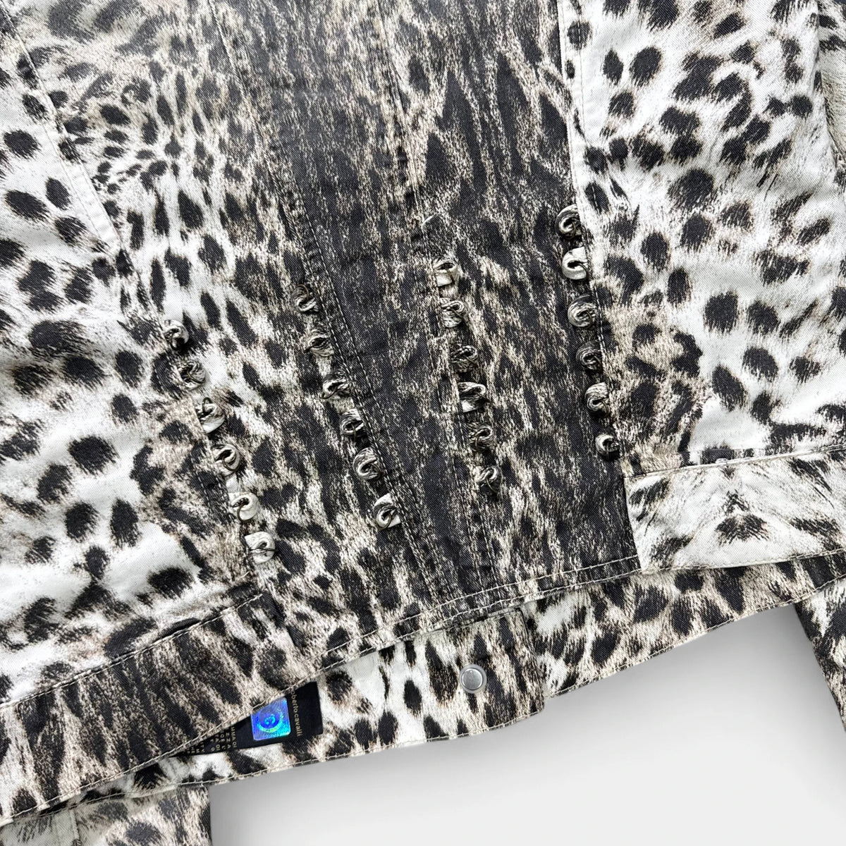 Just Cavalli 2000's Leopard Print Denim Jacket