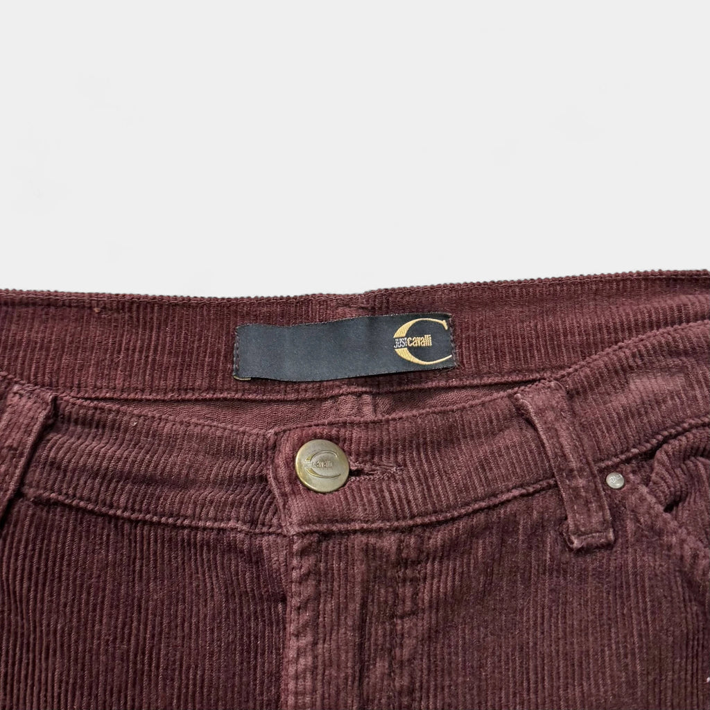 Just Cavalli 2000s Burgundy Corduroy Slightly Flared Pants - detail 2