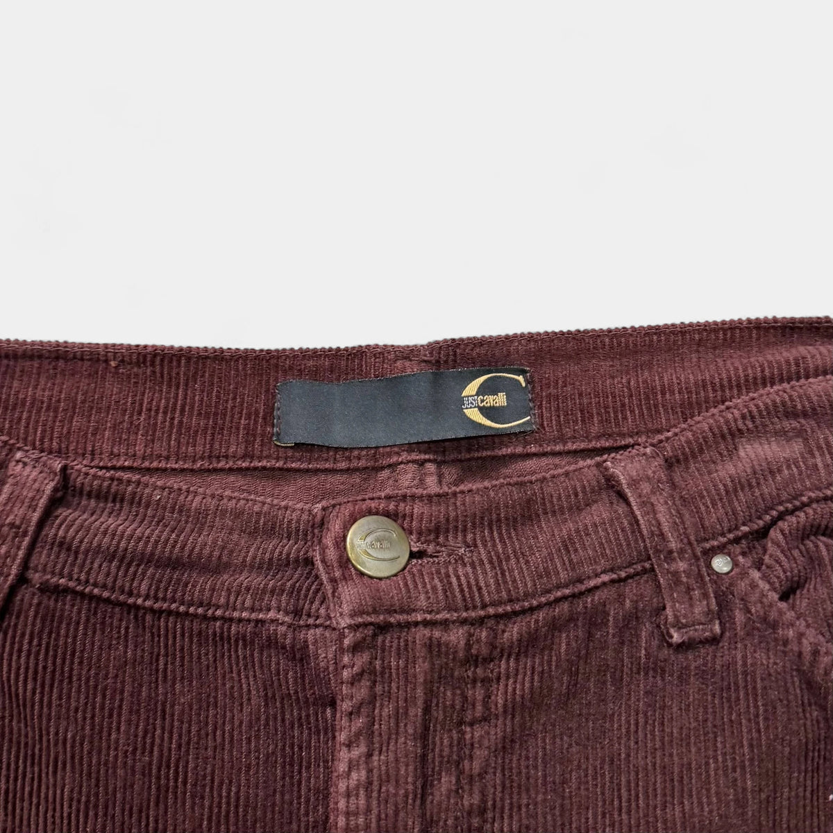 Just Cavalli 2000s Burgundy Corduroy Slightly Flared Pants - detail 2