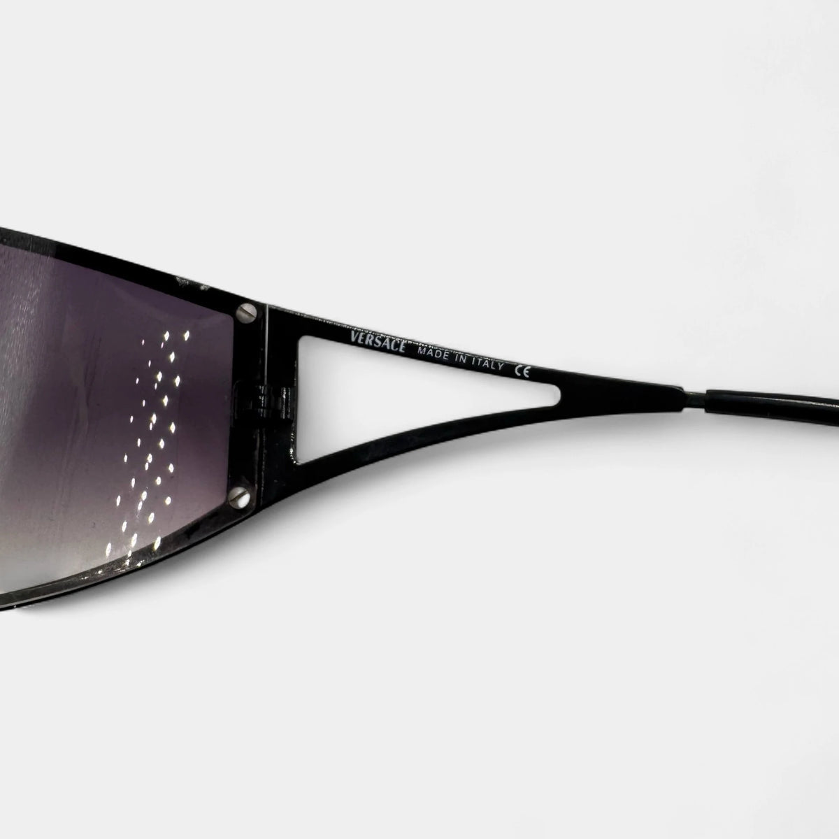 Versace 2000s Black Cutout Split-Temple Shield Sunglasses