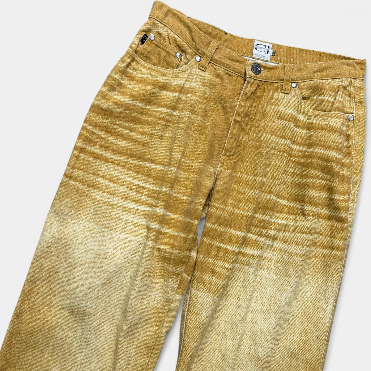 Just Cavalli 2000s Yellow Trompe L'oeil Denim Jeans - detail 1