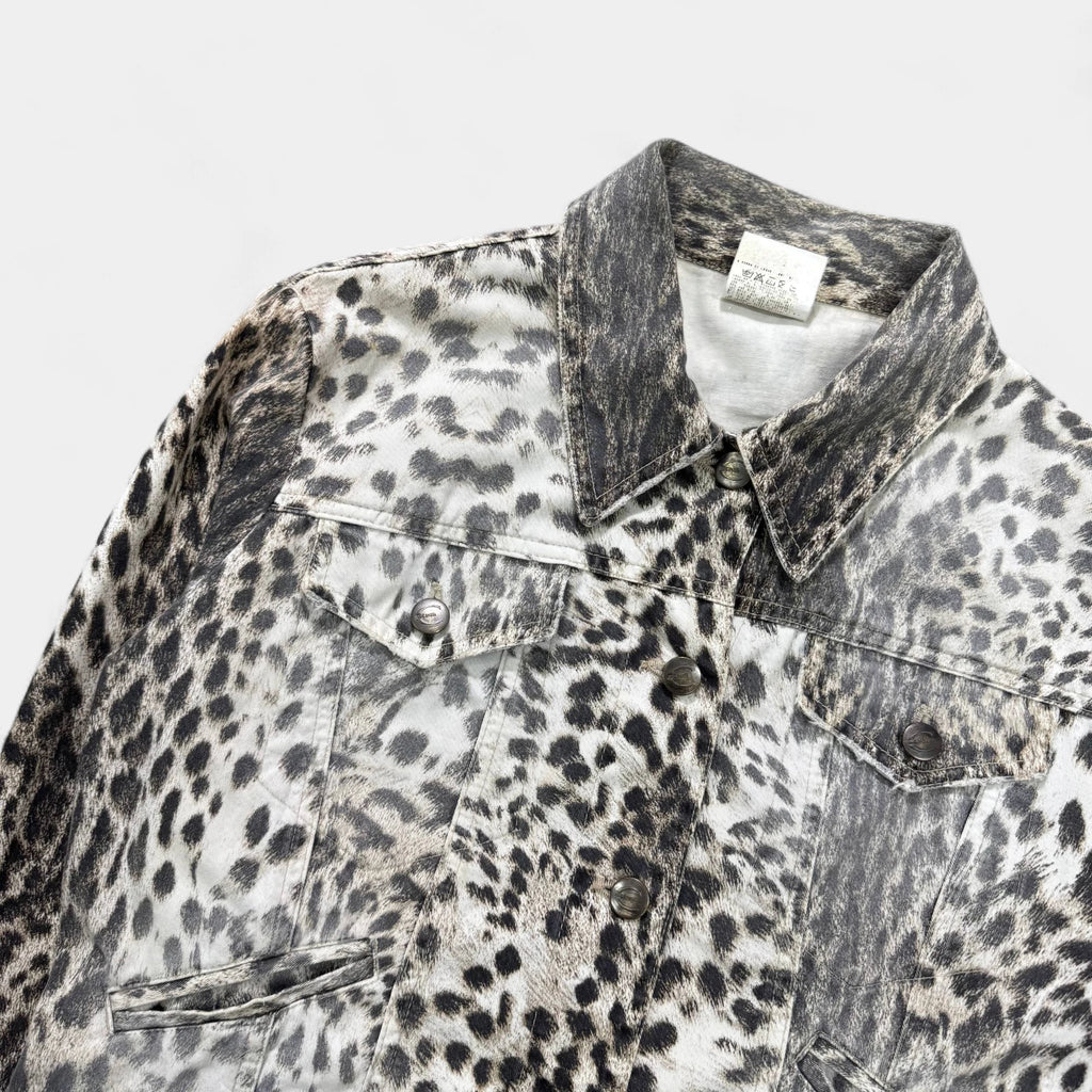 Just Cavalli 2000's Leopard Print Denim Jacket