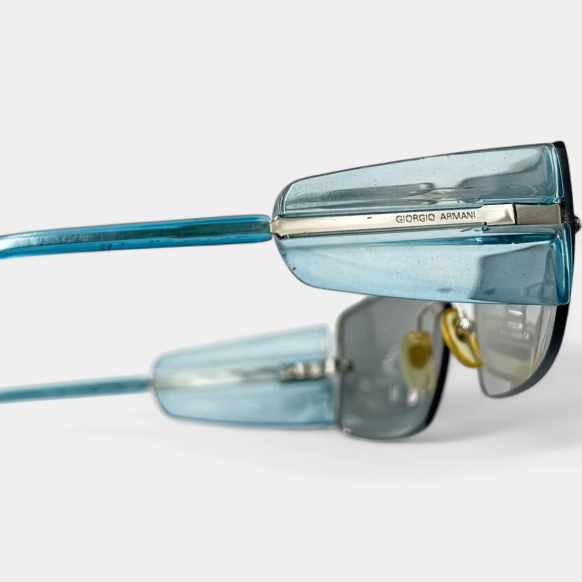 Giorgio Armani 2000s Blue Rimless Rectangular Sunglasses
