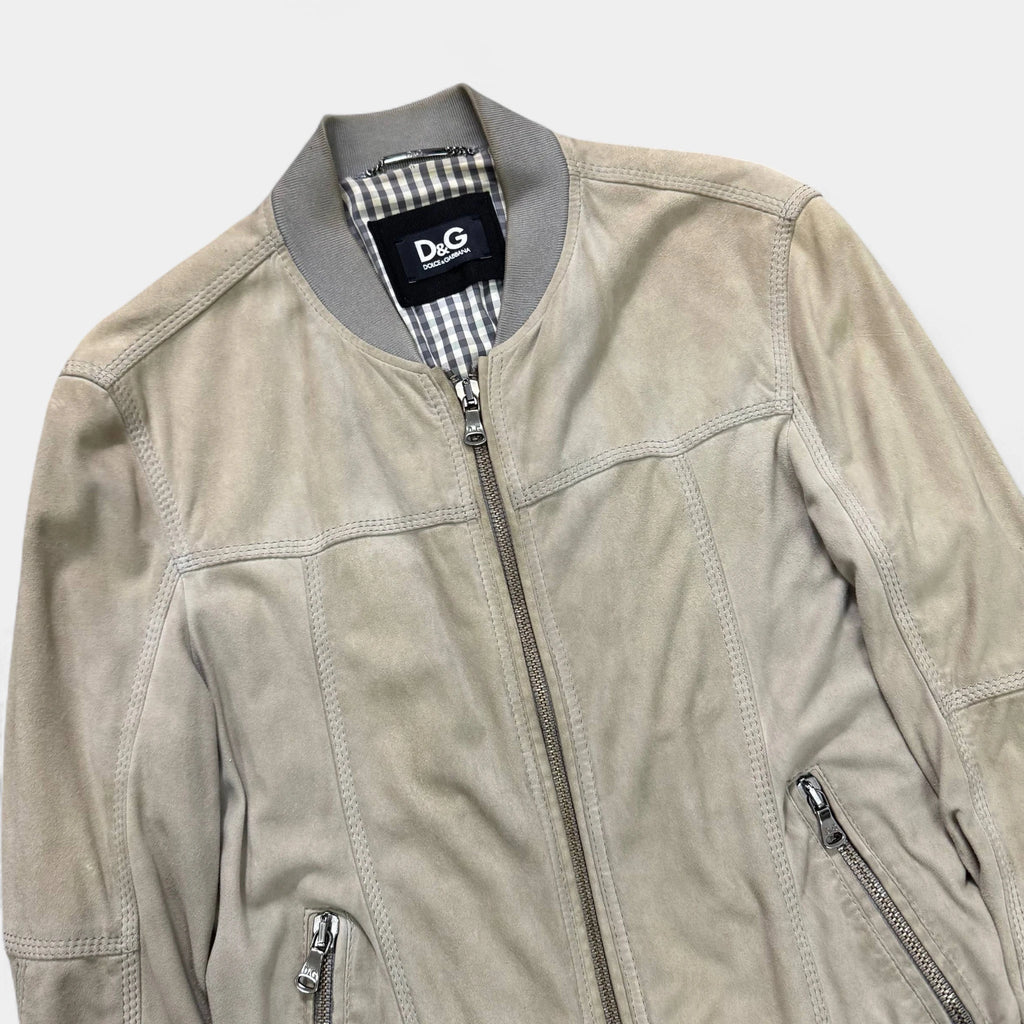 Dolce & Gabbana Beige Suede Varsity Jacket - detail 4