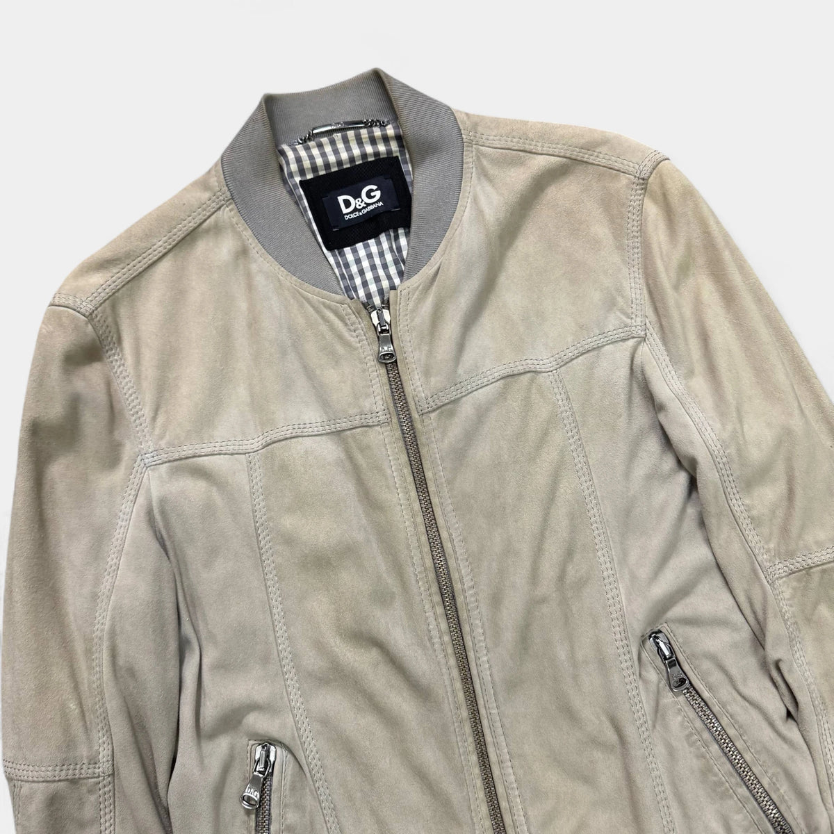 Dolce & Gabbana Beige Suede Varsity Jacket - detail 4