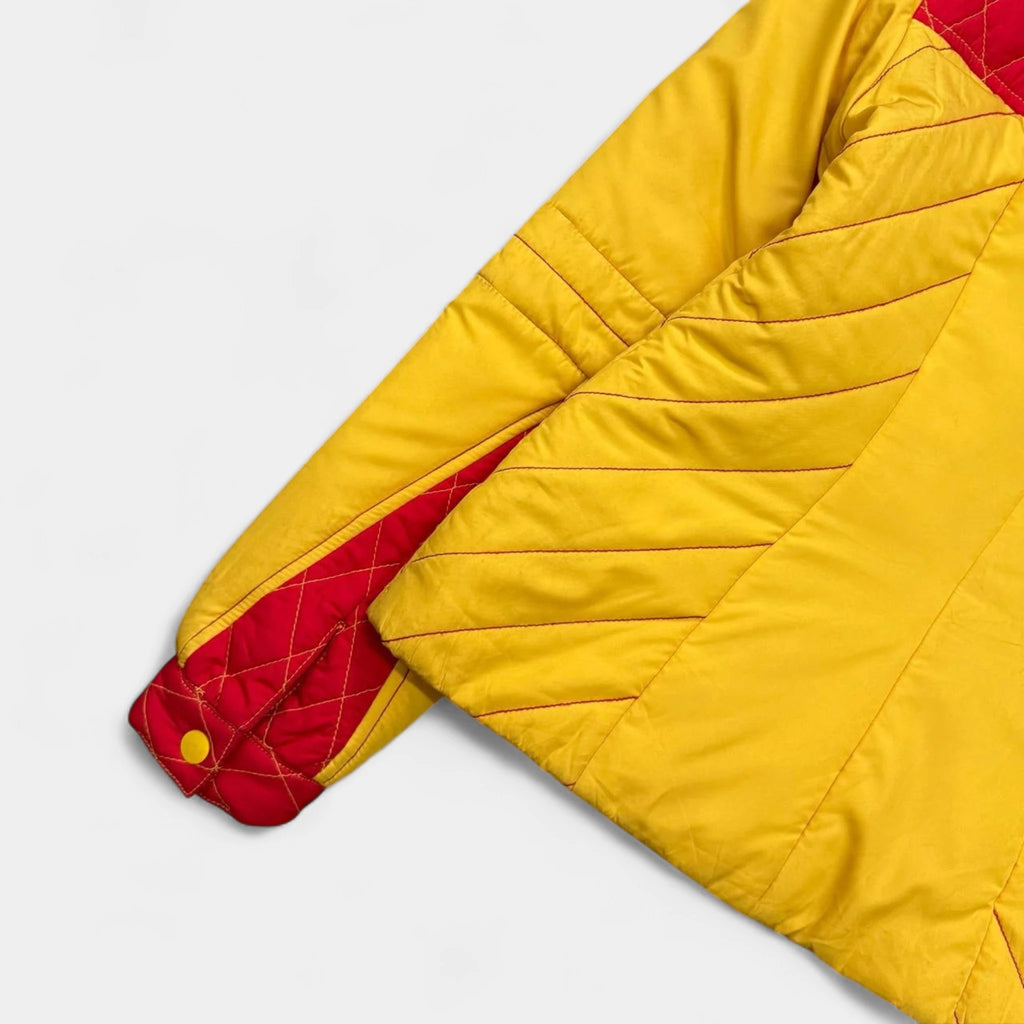 Gianfranco Ferré 80s Yellow & Red Quilted Moto Biker Jacket