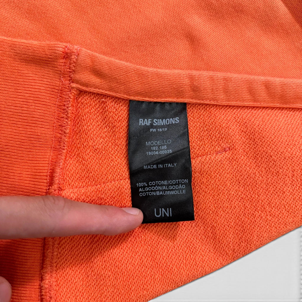 Raf Simons FW18 'DRUGS' Orange Sleeveless Hoodie