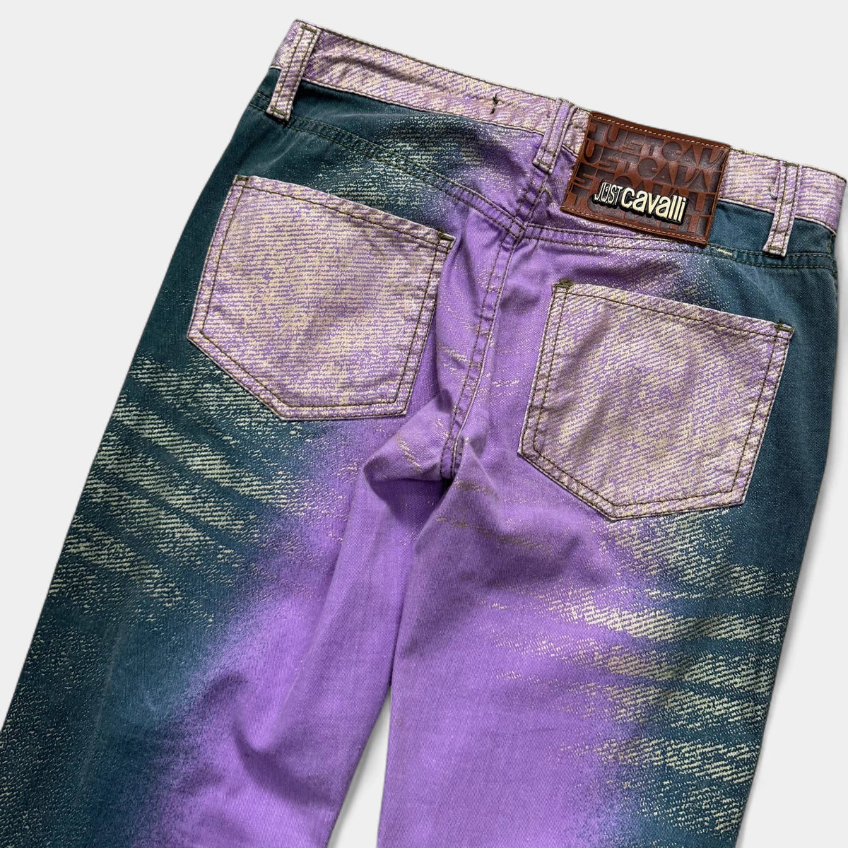 Just Cavalli 2000s Iridescent Gold Green-Lilac Gradient Straight Leg Pants - detail 5