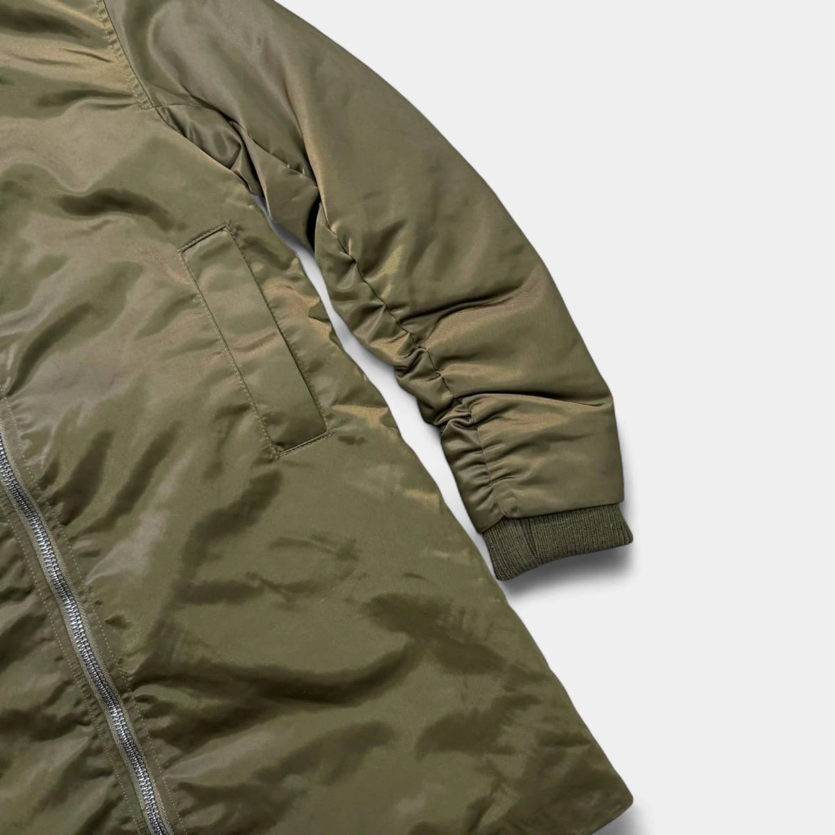 Acne Studios Green Padded Nylon Long-Bomber Jacket