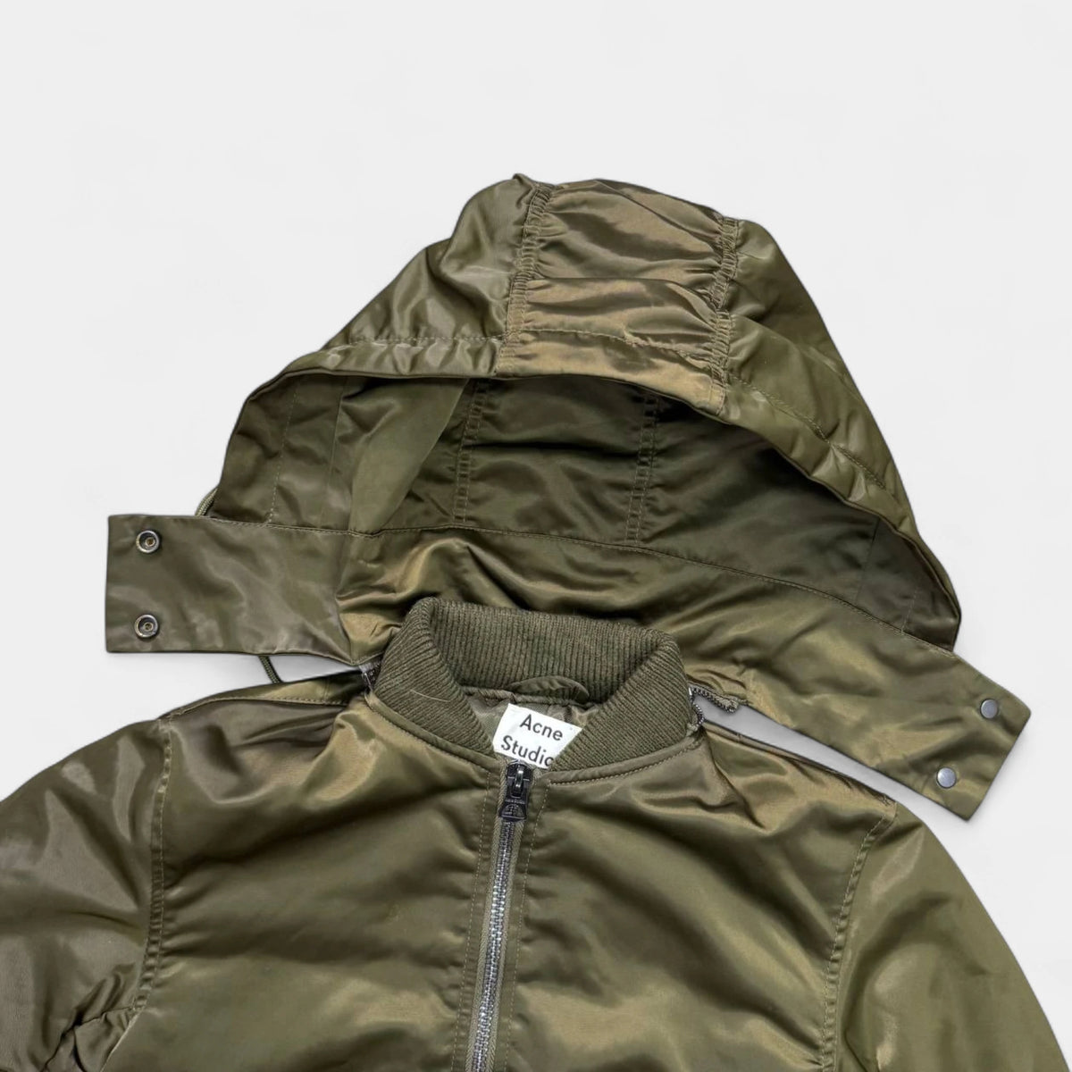 Acne Studios Green Padded Nylon Long-Bomber Jacket