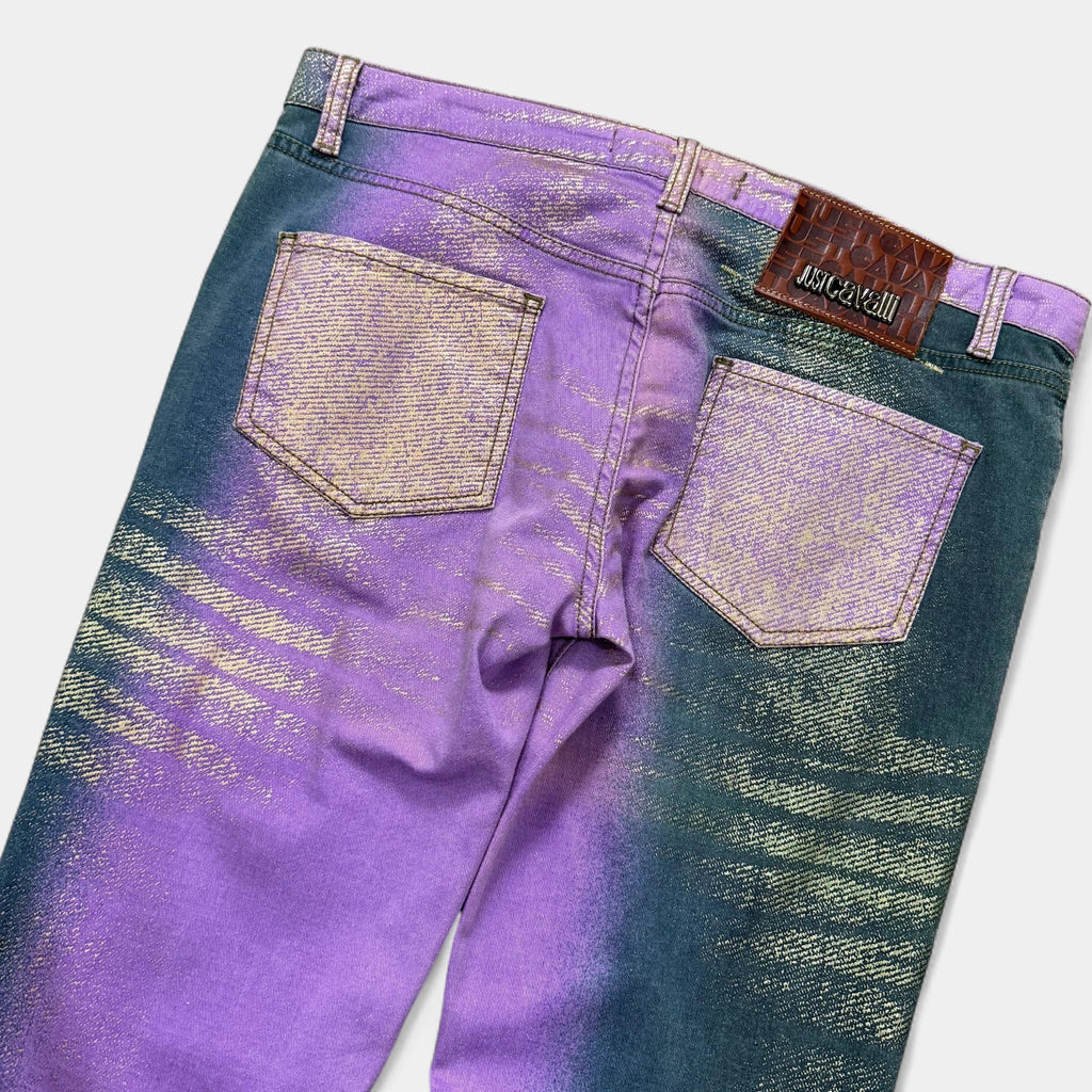 Just Cavalli 2000s Lilac and Green Gradient with Gold Paint Pants - detail 6
