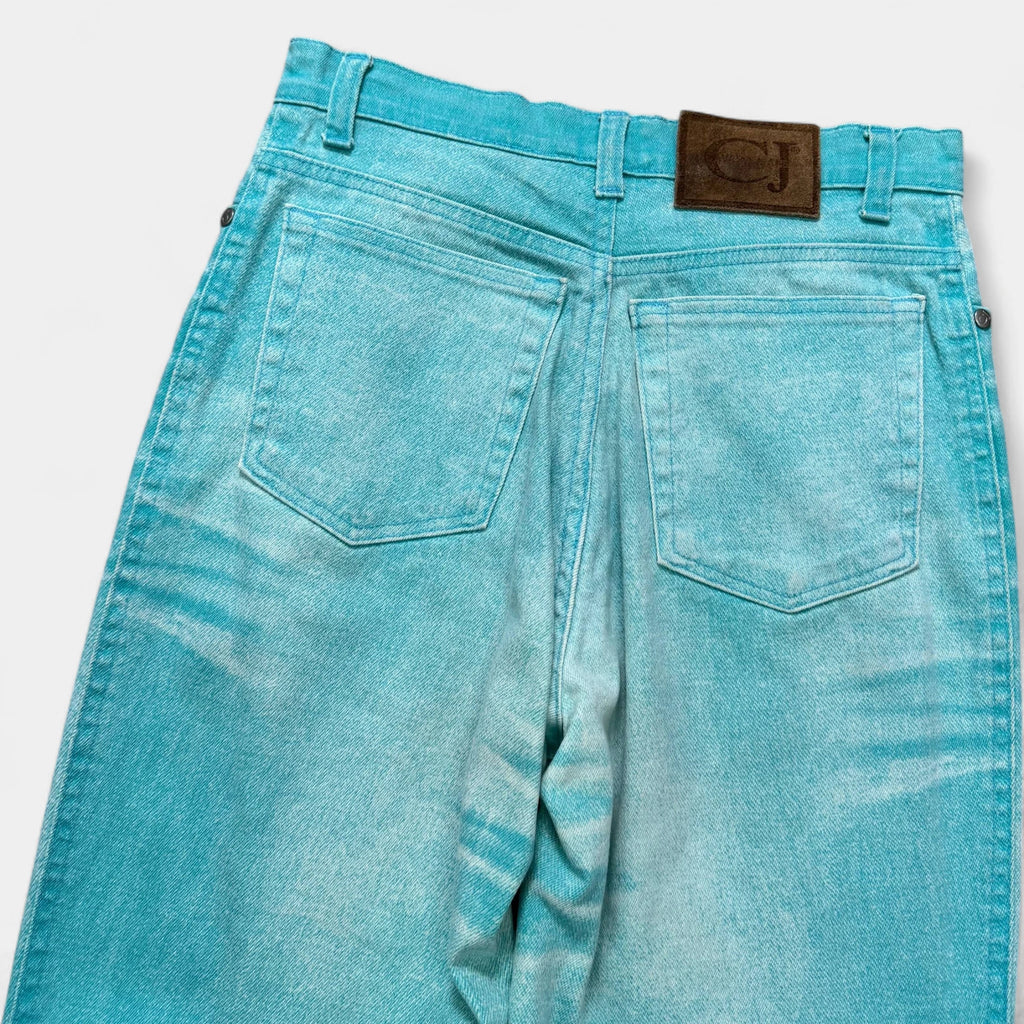 Roberto Cavalli 2000s Turquoise Trompe L'oeil Denim Jeans - detail 4