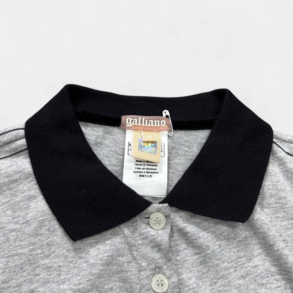 Galliano Grey Self-Portrait Print Polo Shirt - detail 2