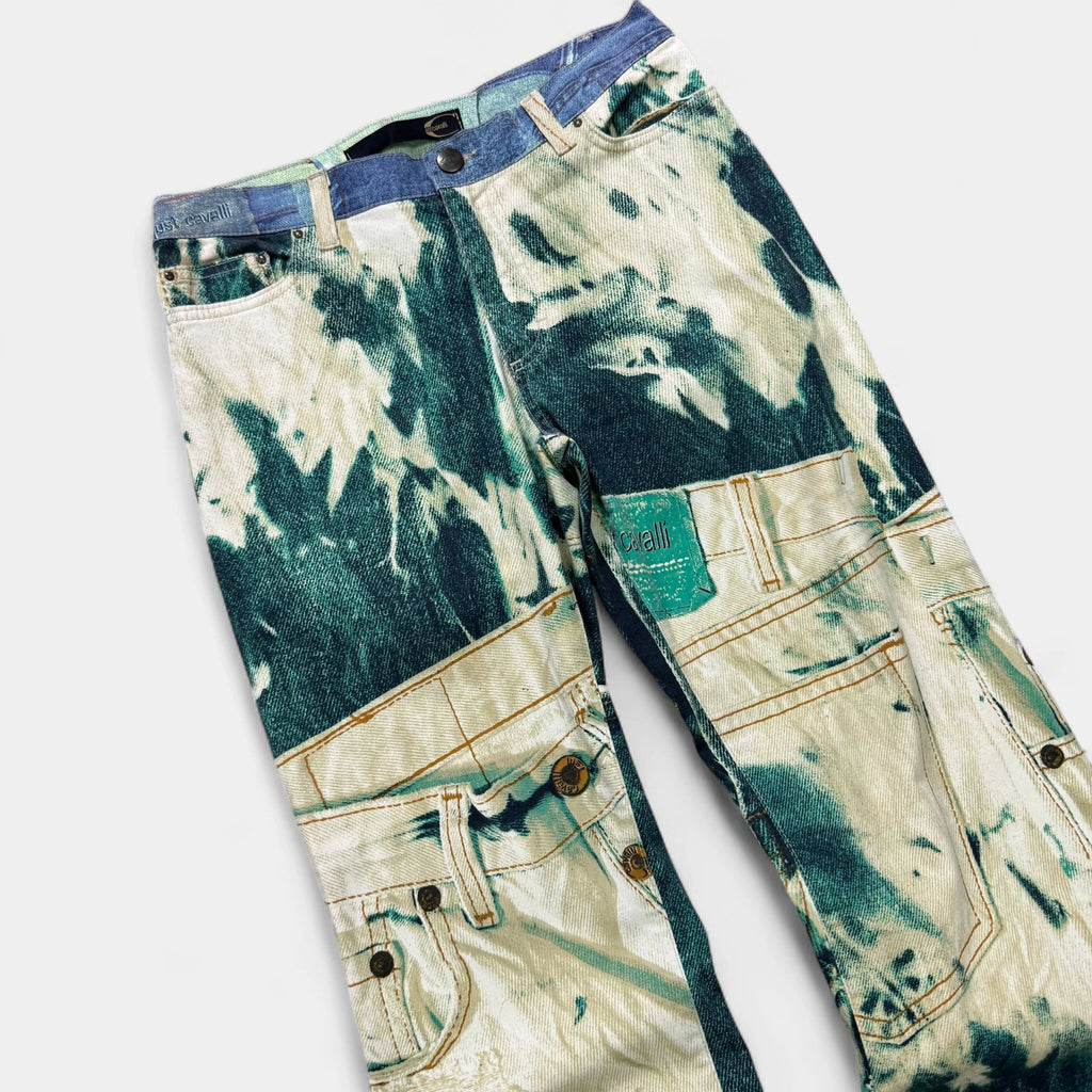 Just Cavalli 2000s Trompe L'oeil Tie-Dye Denim Pants - detail 1