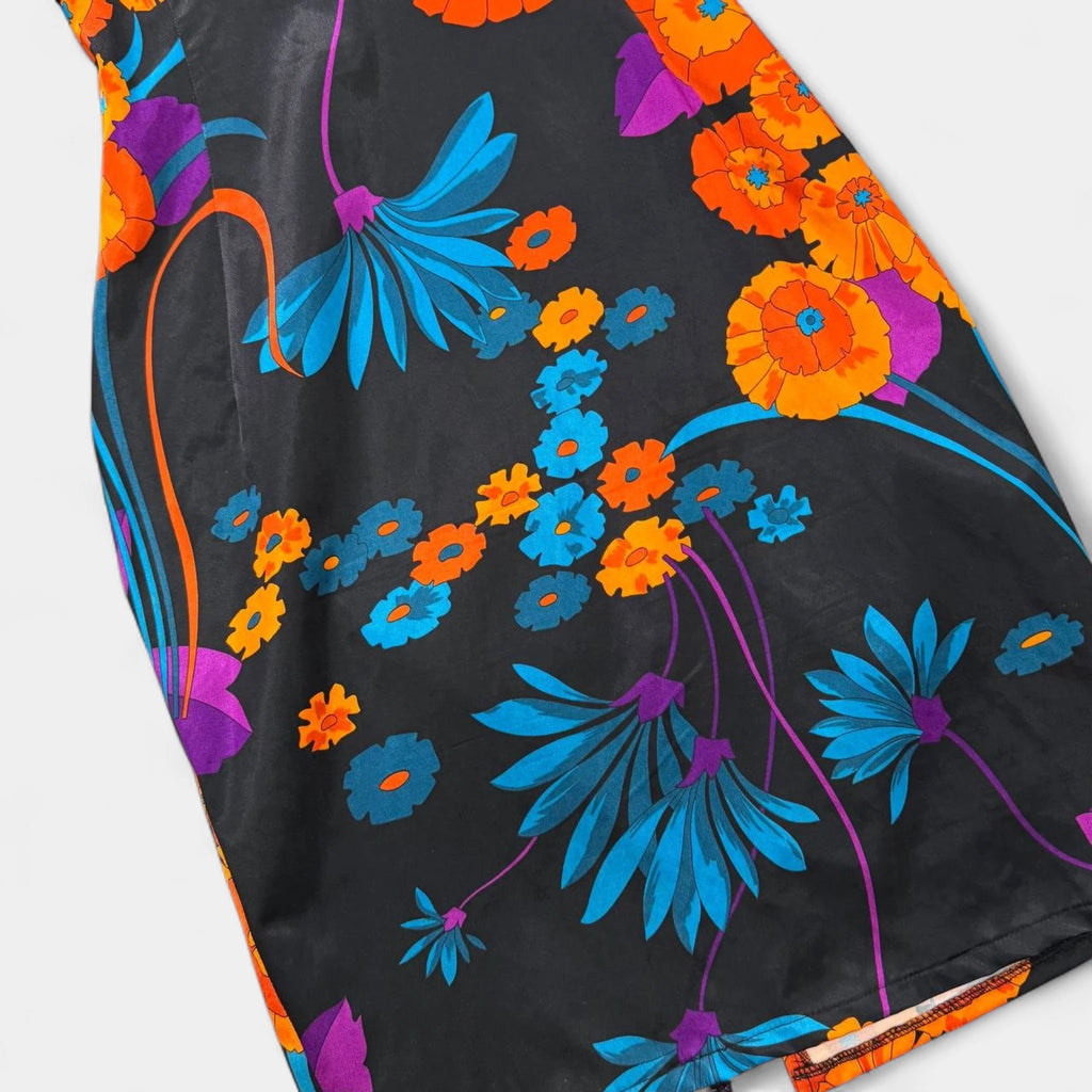 Dolce & Gabbana Floral Satin Lace-Trim Cocktail Dress