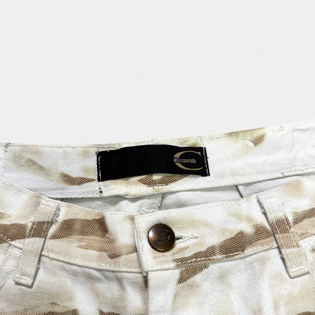 Just Cavalli 2000s Beige and Brown Tiger Print Flared Pants - detail 2