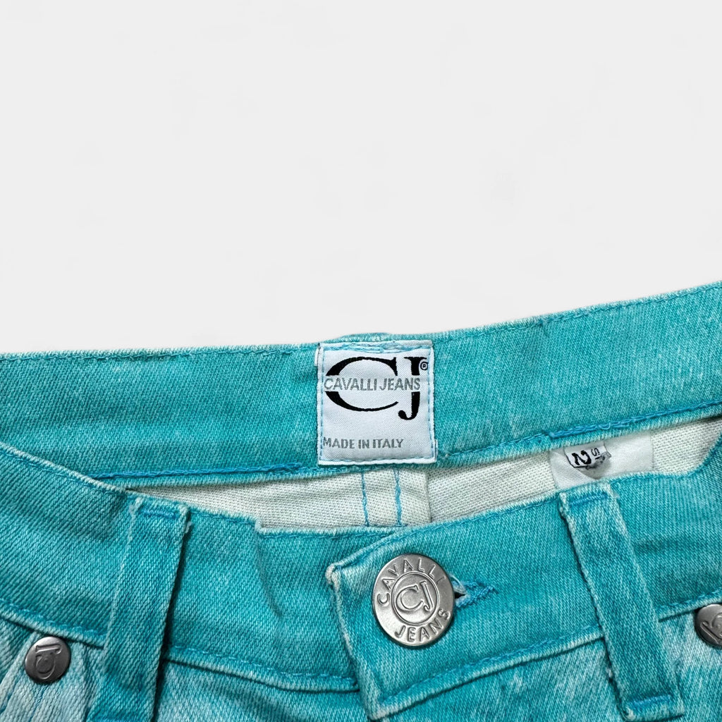 Roberto Cavalli 2000s Turquoise Trompe L'oeil Denim Jeans - detail 2