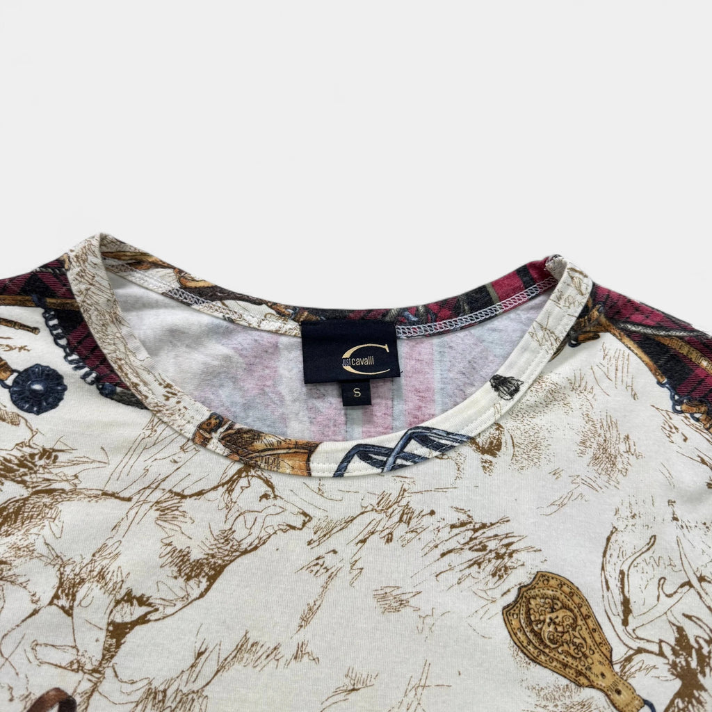 Just Cavalli Premium Victorian Horse Motif Detailed Print T-Shirt Black - detail 2