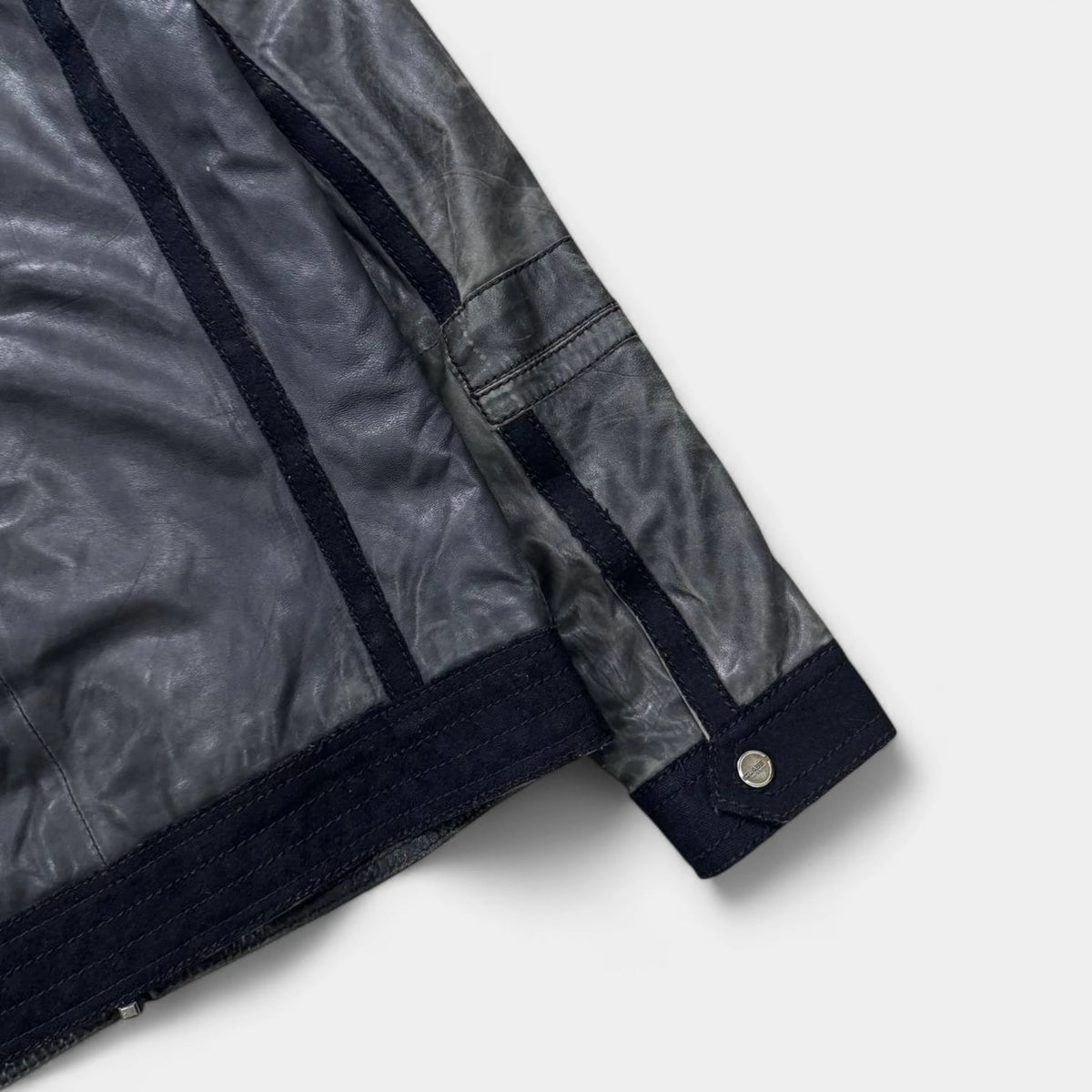 Cavalli 2000s Distressed Leather Multi-Pocket Cargo Jacket