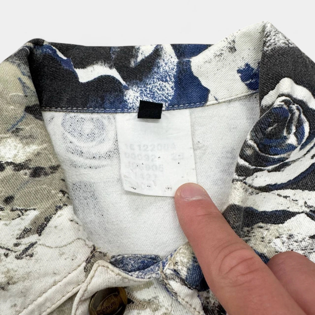 Just Cavalli 2000s Abstract Floral Denim Trucker Jacket