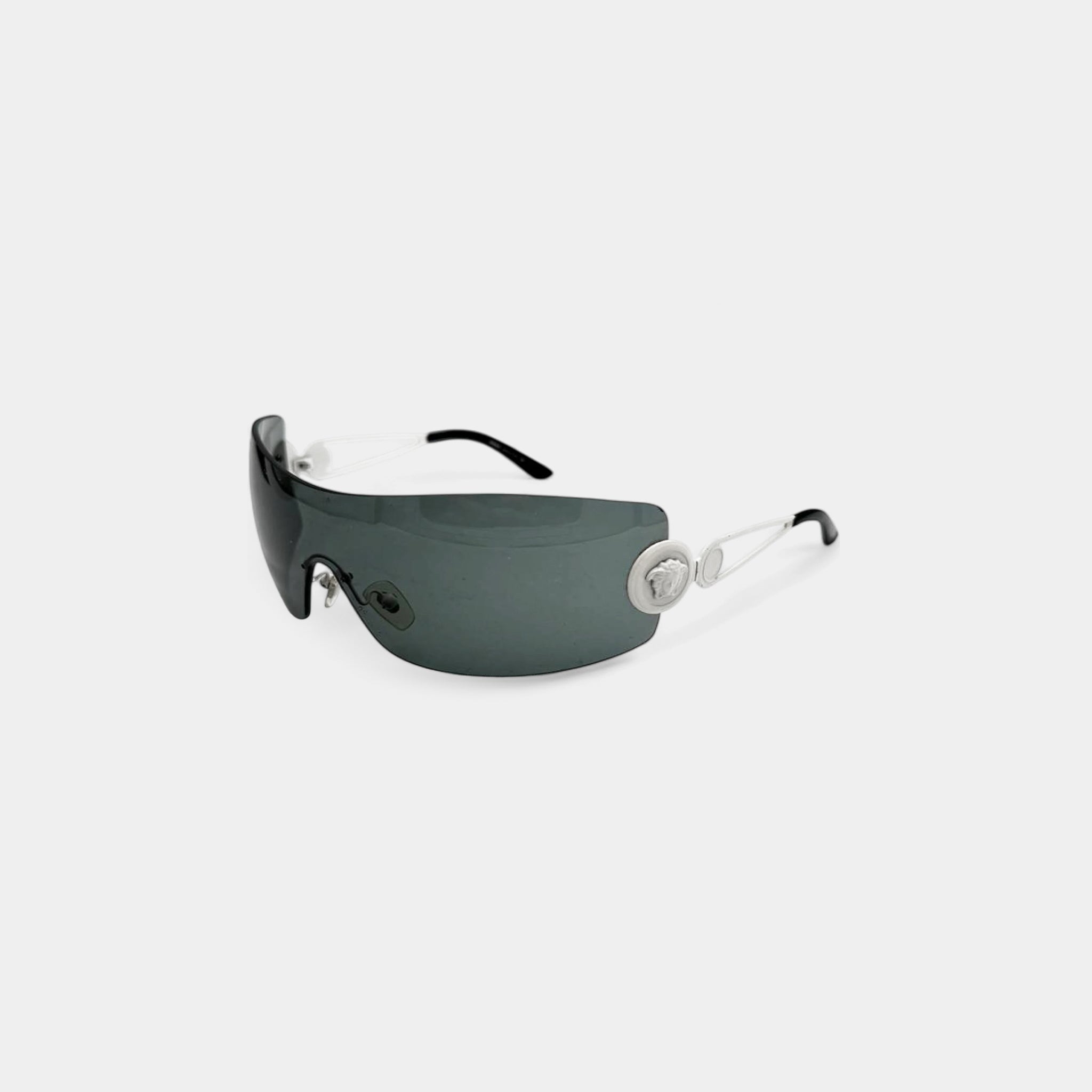 Versace 2000's White Medusa Shield Sunglasses