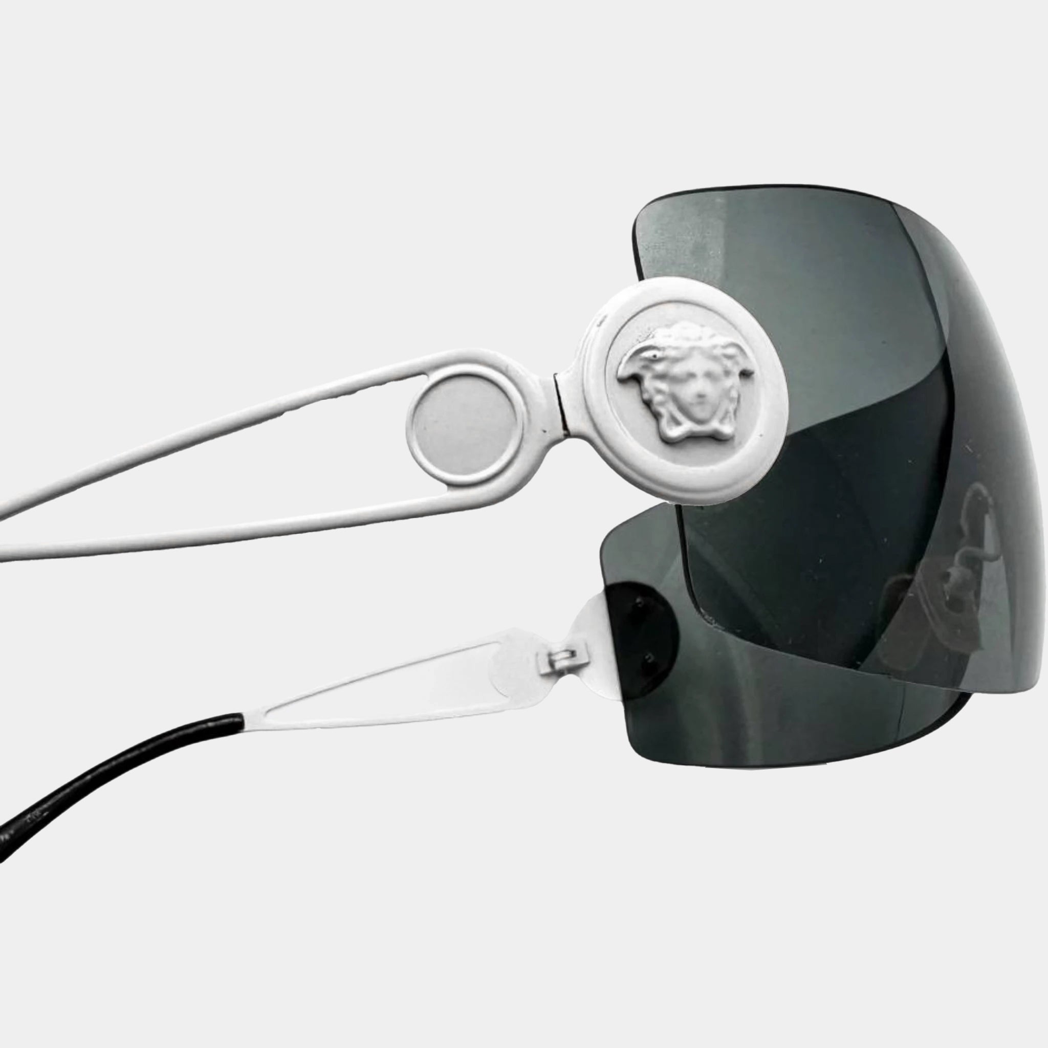 Versace 2000's White Medusa Shield Sunglasses