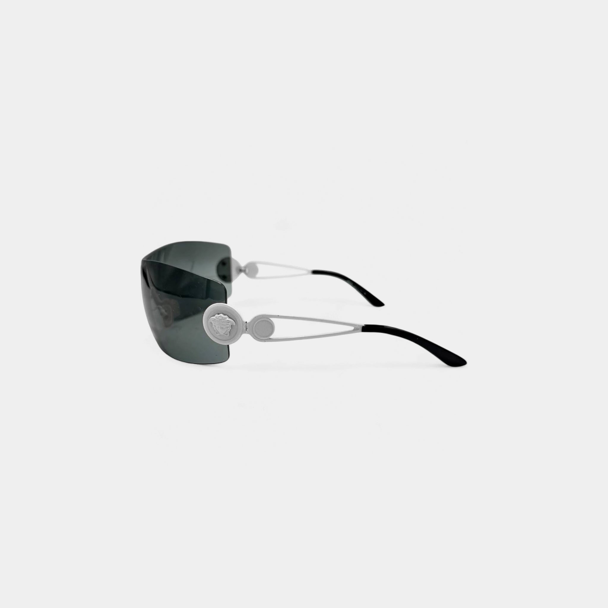 Versace 2000's White Medusa Shield Sunglasses
