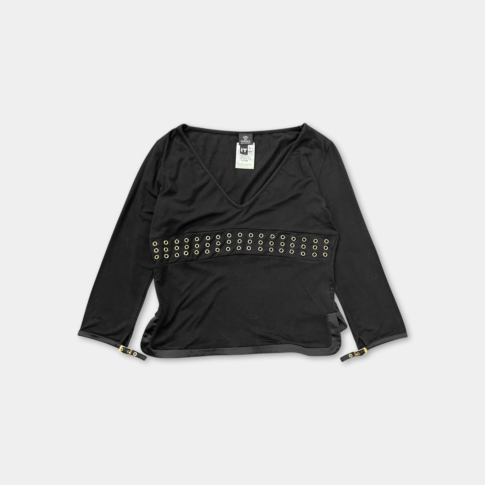 Versace 1990s Gold Eyelet Long Sleeve T-shirt